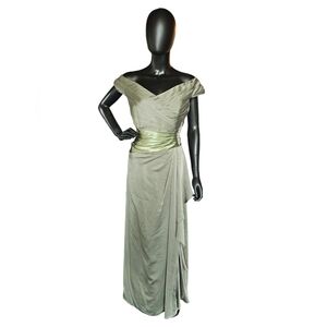Jasmine Olive Shimmer Organza Off Shoulder Gown